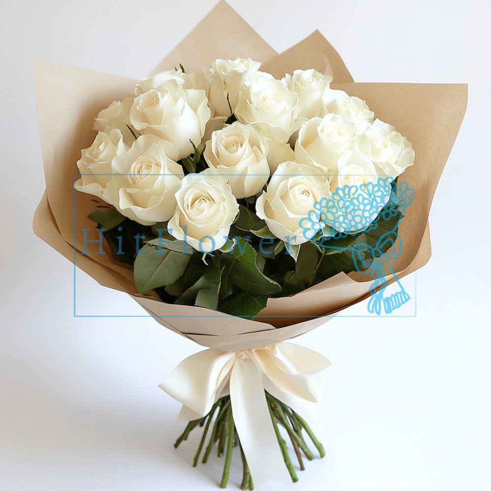 Букет роз 15 белых роз
